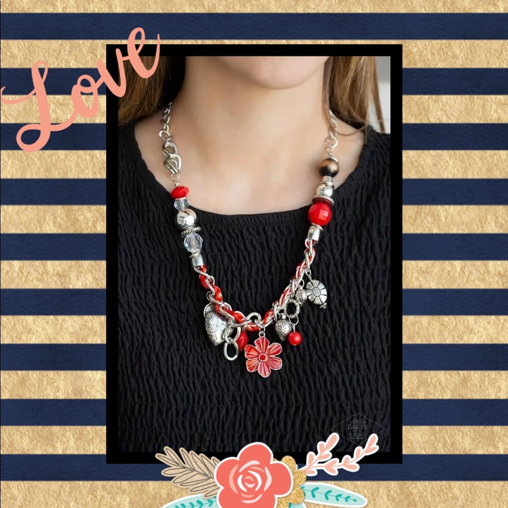 SUPER RARE RED Paparazzi  Necklace Charmed, I Am